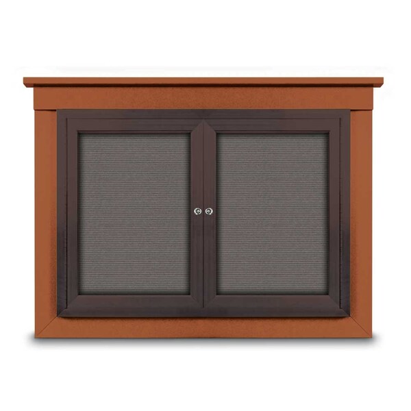 United Visual Products 60"x36" 2-Door Enclosed Letterboard, Green Felt/Lt Oak UV2625O-LTOAK-GREEN - main